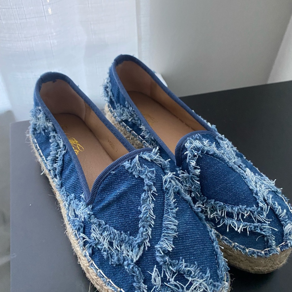 Blue Frayed Denim Espadrilles
